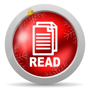 read red glossy christmas icon on white background