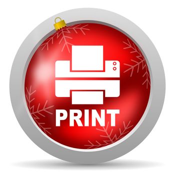 print red glossy christmas icon on white background
