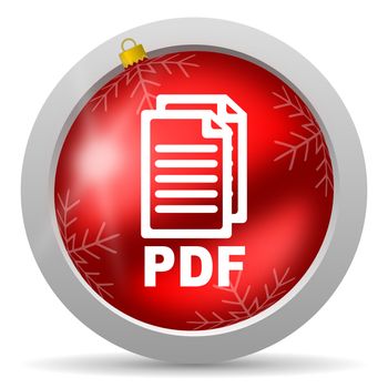 pdf red glossy christmas icon on white background