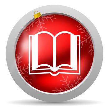 book red glossy christmas icon on white background