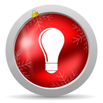 light bulb red glossy christmas icon on white background