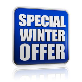 special winter offer 3d blue banner with white text, business concept