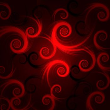 abstract red and black spirals over dark background