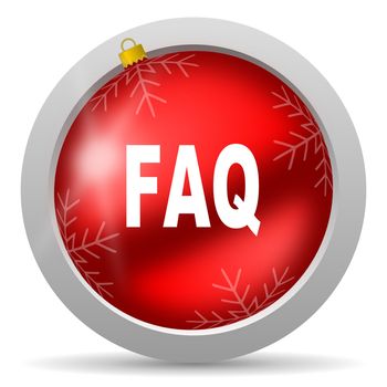 faq red glossy christmas icon on white background