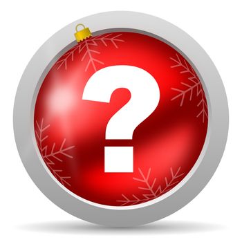 question mark red glossy christmas icon on white background
