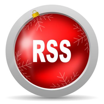rss red glossy christmas icon on white background