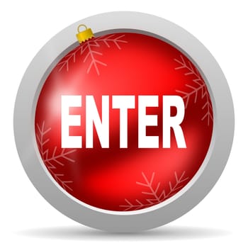 enter red glossy christmas icon on white background