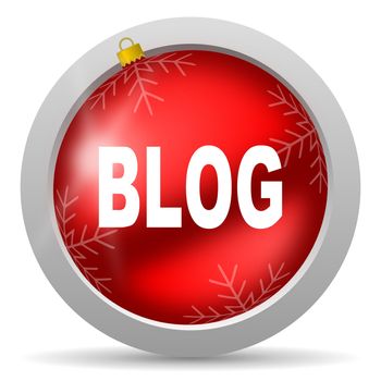 blog red glossy christmas icon on white background