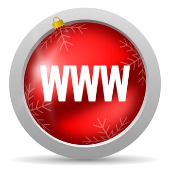 www red glossy christmas icon on white background