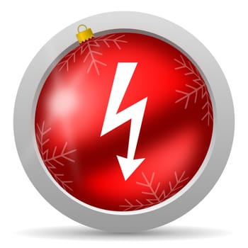 lightning red glossy christmas icon on white background
