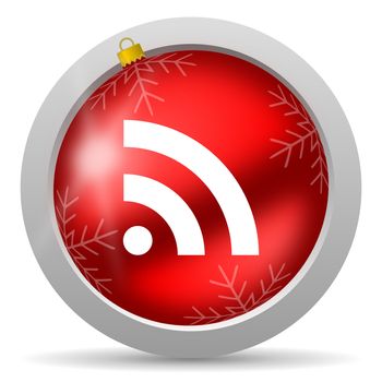 rss red glossy christmas icon on white background