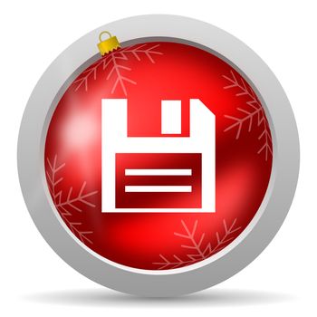 disk red glossy christmas icon on white background