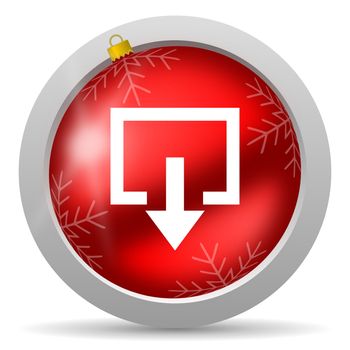 enter red glossy christmas icon on white background