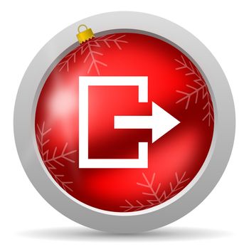 exit red glossy christmas icon on white background