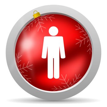 man red glossy christmas icon on white background