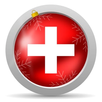 emergency red glossy christmas icon on white background