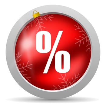 percent red glossy christmas icon on white background