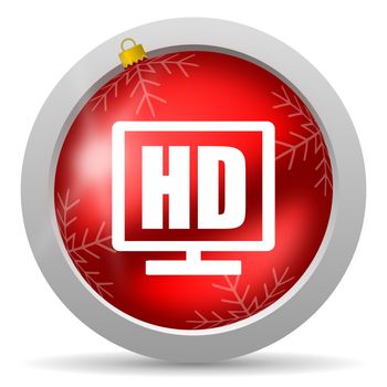 hd display red glossy christmas icon on white background