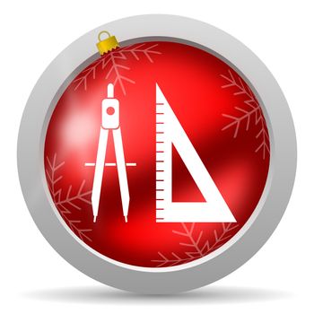 e-learning red glossy christmas icon on white background
