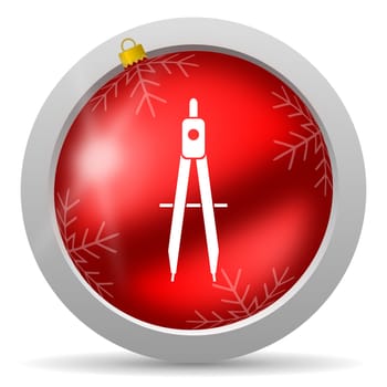 e-learning red glossy christmas icon on white background