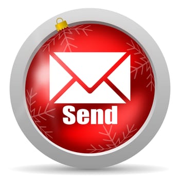 send red glossy christmas icon on white background