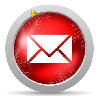 mail red glossy christmas icon on white background