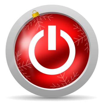 power red glossy christmas icon on white background