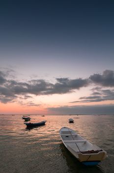 Many boats near Nusa Lembongan island, Indonesia