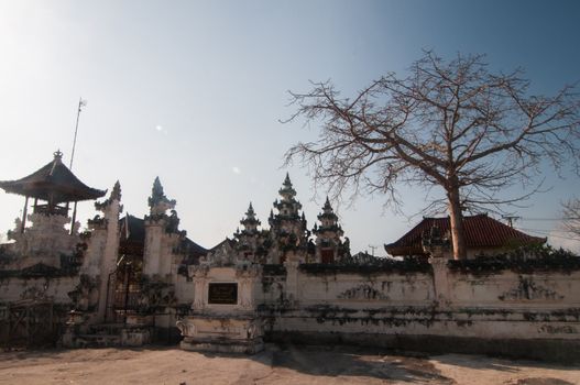 White hindu temple on small island Nusa Lembongan, Indonesia