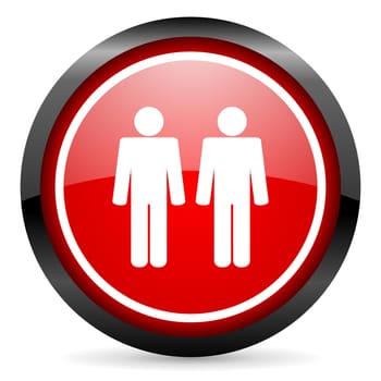 couple round red glossy icon on white background