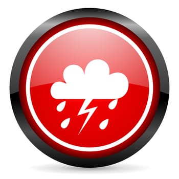 weather round red glossy icon on white background