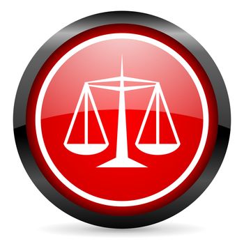 justice round red glossy icon on white background
