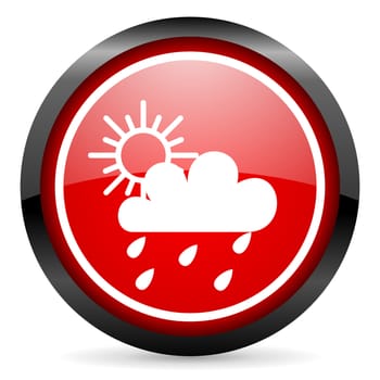 weather round red glossy icon on white background