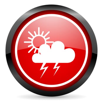 weather round red glossy icon on white background