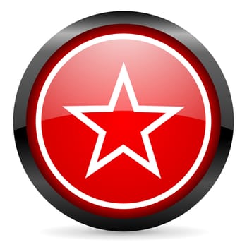star round red glossy icon on white background