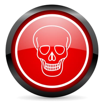 skull round red glossy icon on white background