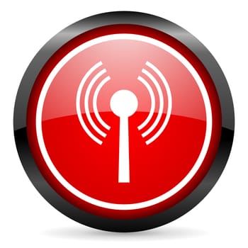 wifi round red glossy icon on white background