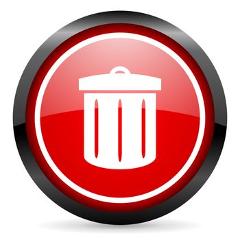 recycle round red glossy icon on white background