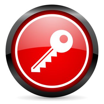 key round red glossy icon on white background