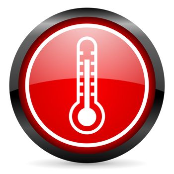thermometer round red glossy icon on white background