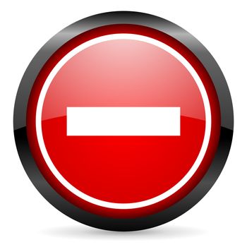 minus round red glossy icon on white background