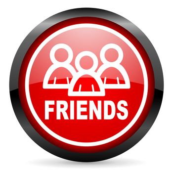 friends round red glossy icon on white background