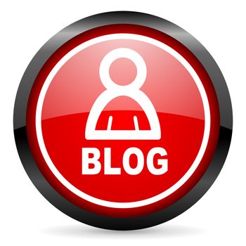 blog round red glossy icon on white background