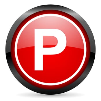park round red glossy icon on white background