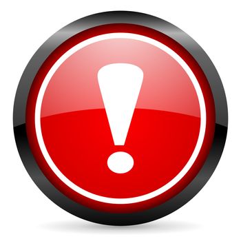 exclamation sign round red glossy icon on white background