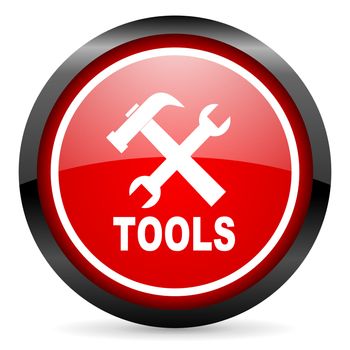 tools round red glossy icon on white background