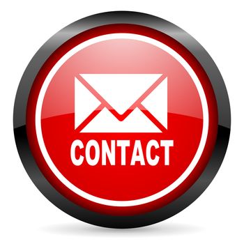 contact round red glossy icon on white background