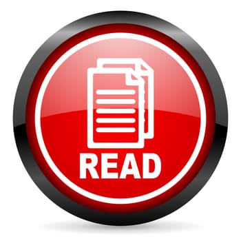 read round red glossy icon on white background