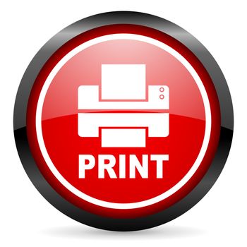 print round red glossy icon on white background