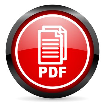 pdf round red glossy icon on white background